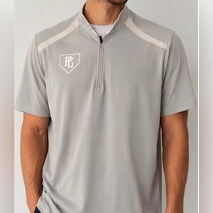 Perfect Game Gray Short Sleeve Quarter-Zip Pullover – Size M - Bin 5